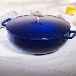 La Cocotte bouillabaisse støpejernsgryte med fiskeknott 28 cm 4,65L blå