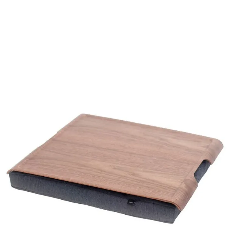 Laptray knebrett anti-slip 46x38 cm valnøtt/grå