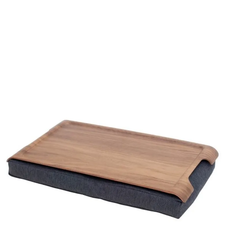 Laptray knebrett anti-slip 43x23 cm valnøtt/grå