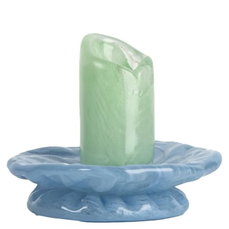Lara lysestake 9 cm minty green/lys blå