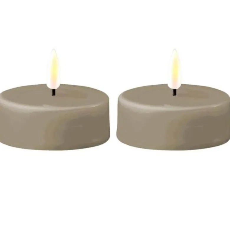 LED Jumbo telys 2 stk 6,1x4,5 cm sand