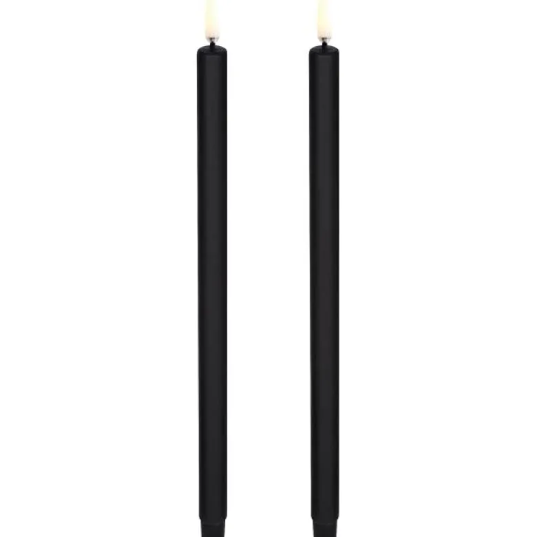 LED kronelys 25 cm 2 stk svart