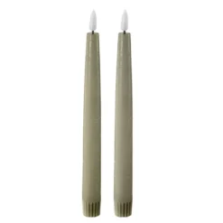 LED kronelys 2,2x22 cm 2 stk green leaf