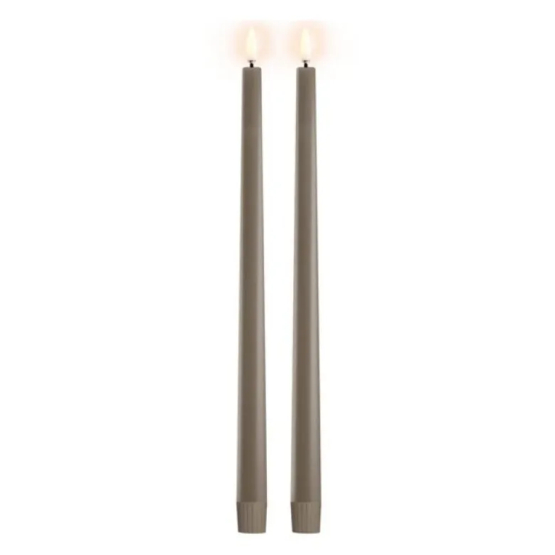 Led kronelys 32x2,3 cm 2 stk slim sandstone