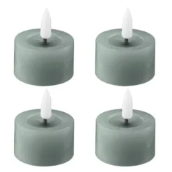 LED telys 4,5x2,5 cm 4 stk sage