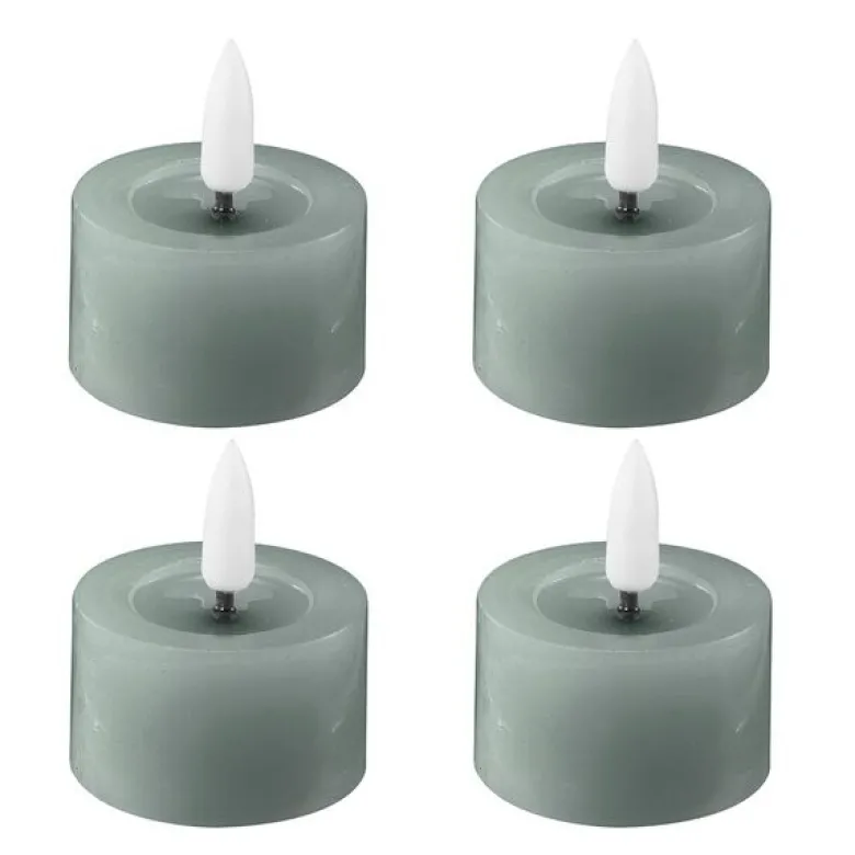 LED telys 4,5x2,5 cm 4 stk sage
