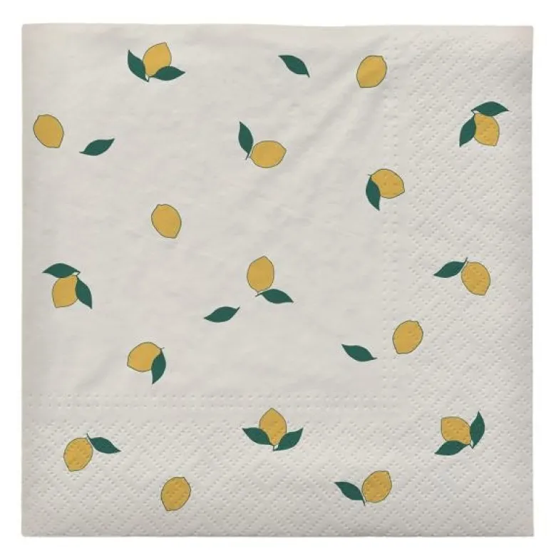 Lemon serviett 33x33 cm off white/gul
