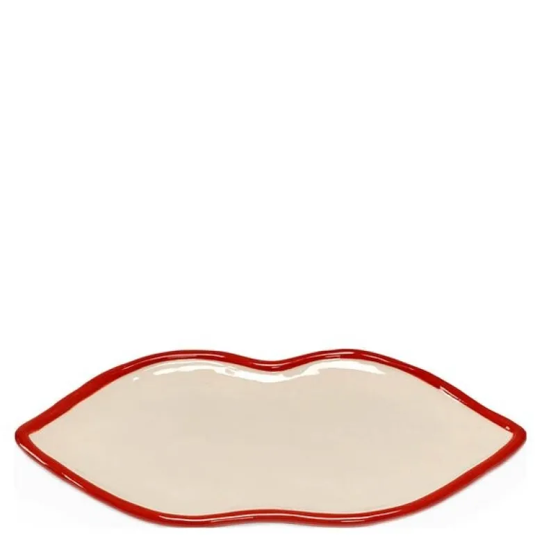 Les Objets Mouleversants serveringsfat Lips L 25,5x12,5x1,5 cm rød