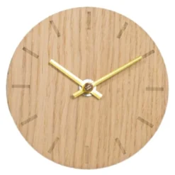 Light Oak klokke 12 cm lys eik m/gull viser