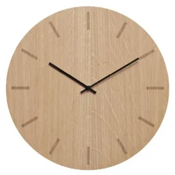 Light Oak veggklokke 38 cm lys eik m/svart viser