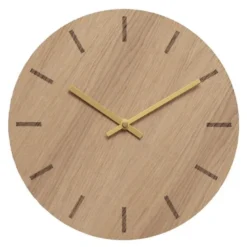 Light Oak veggklokke 28 cm lys eik m/gull viser