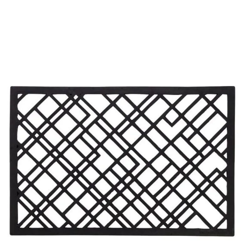 Lines dørmatte gummi 90x60x1 cm svart