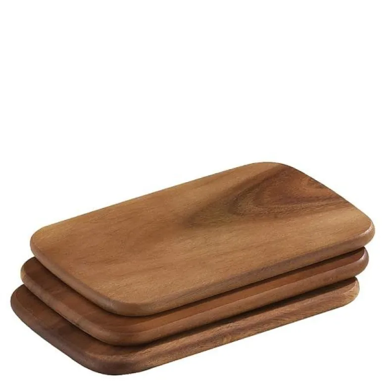 Lite serveringsbrett 3 stk 22x15 cm akasie