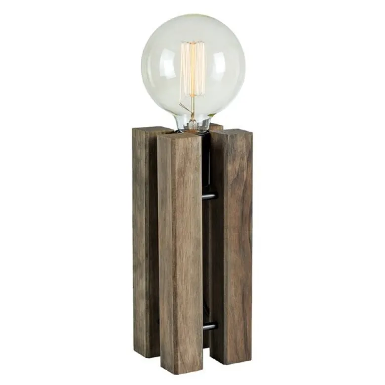 Lodge bordlampe 28 cm brunbeiset
