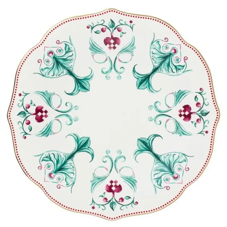 Lucia tallerken 21 cm hvit/rød/grønn