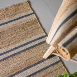 Lyon jute gulvteppe 160x230 cm natur blå