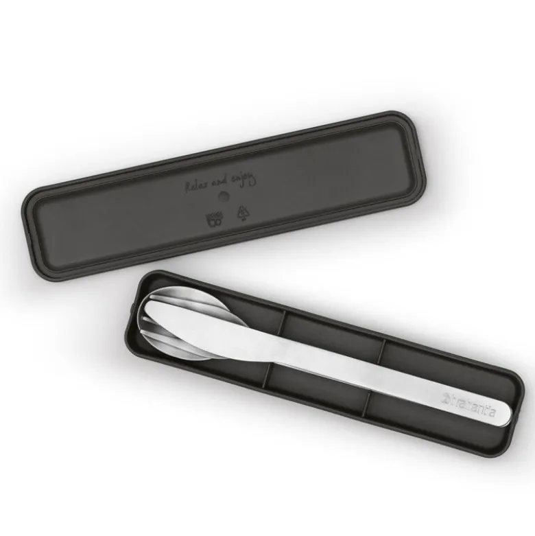 Make & Take bestikksett med etui 3 deler stål/mørk grå