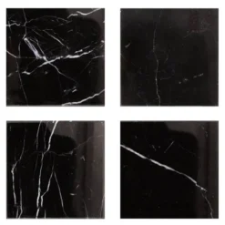 Marmor glassbrikke kvadratisk 10x10 cm 4 stk svart