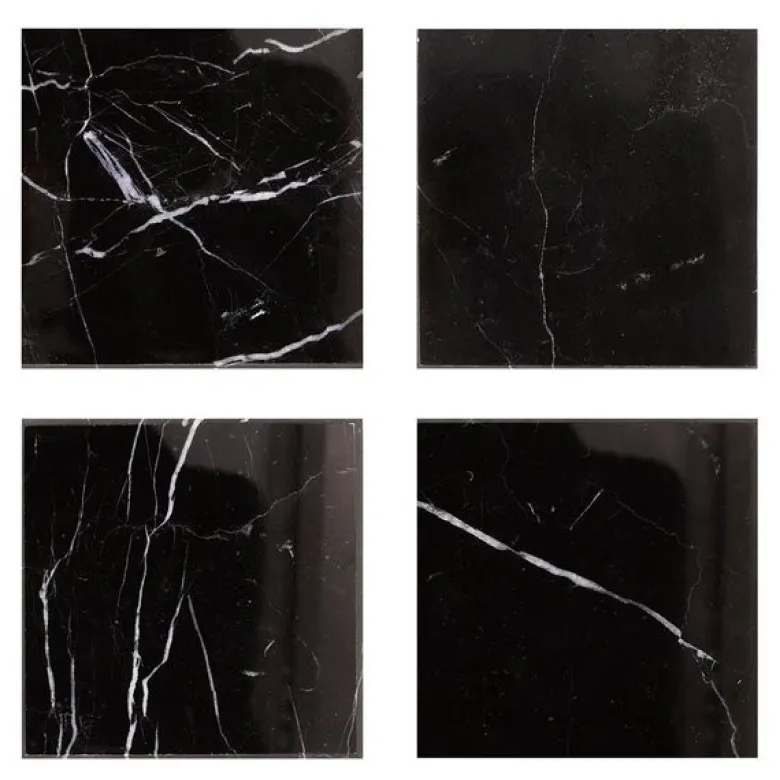 Marmor glassbrikke kvadratisk 10x10 cm 4 stk svart