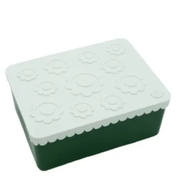 Matboks i plast treroms 7x14x19 cm Blomst hvit/mørk grønn