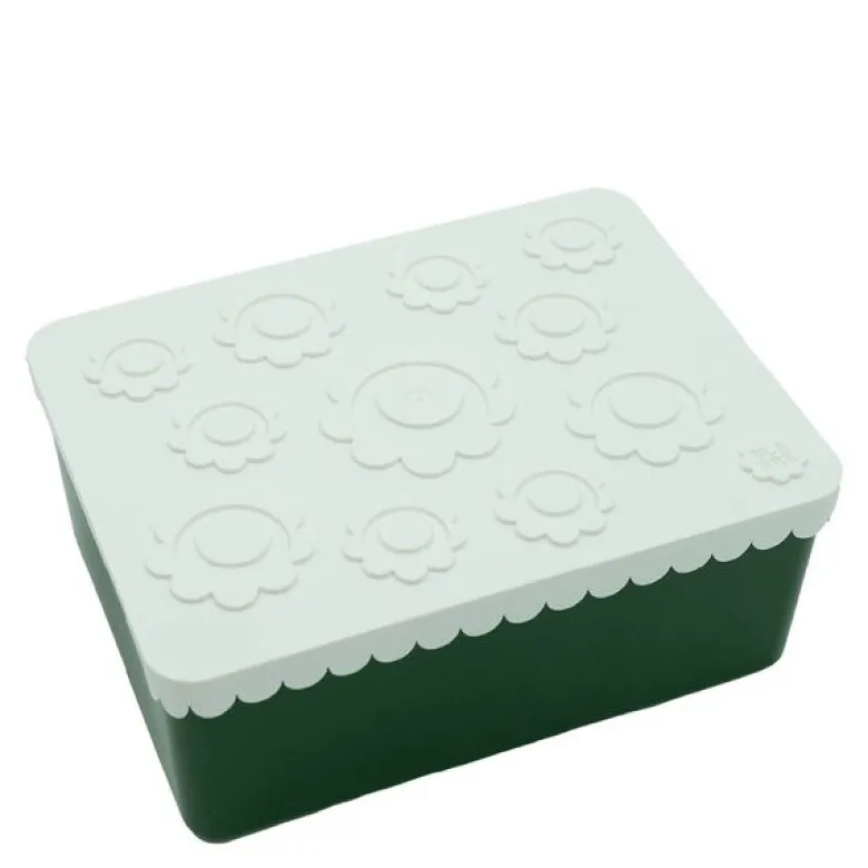 Matboks i plast treroms 7x14x19 cm Blomst hvit/mørk grønn