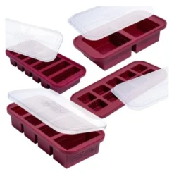 Matoppbevaring m/lokk silikon sett 4 stk cranberry