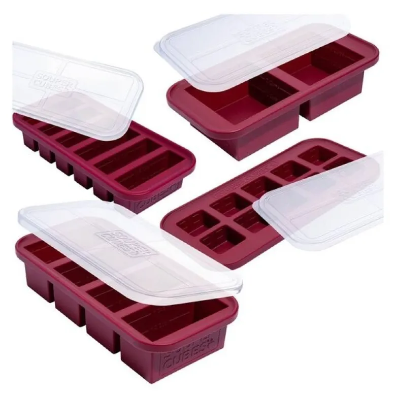 Matoppbevaring m/lokk silikon sett 4 stk cranberry