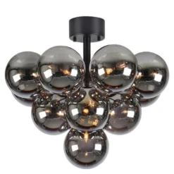 Merlot plafond taklampe 13 lys matt svart/smoke