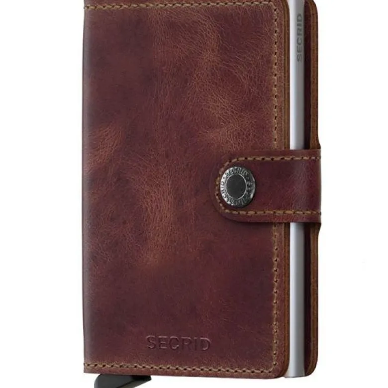Miniwallet lommebok m/kortholder vintage brun