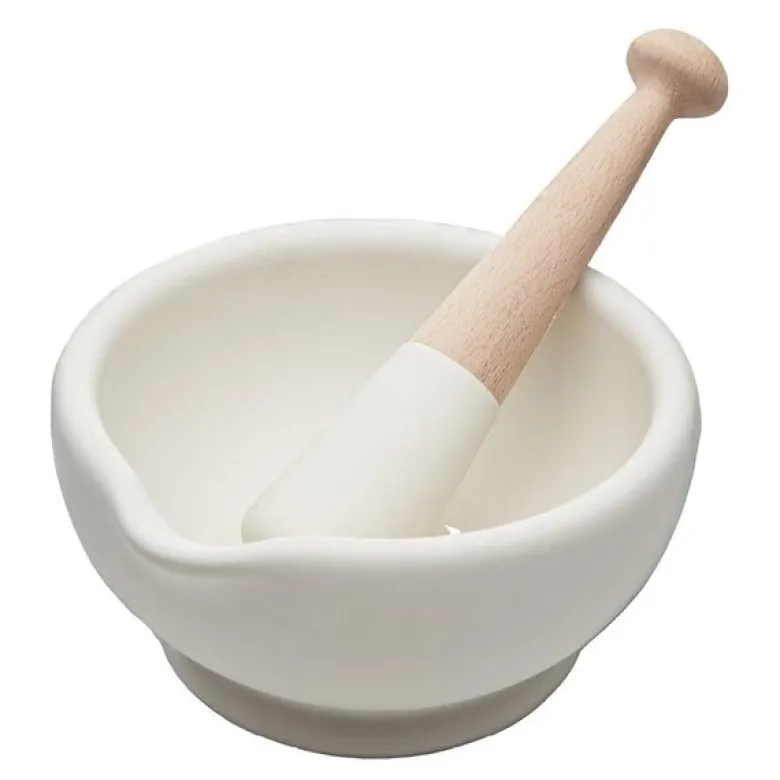 Morter og pistill 21 cm hvit