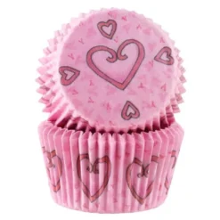 Muffinsform 50 stk rosa hjerte