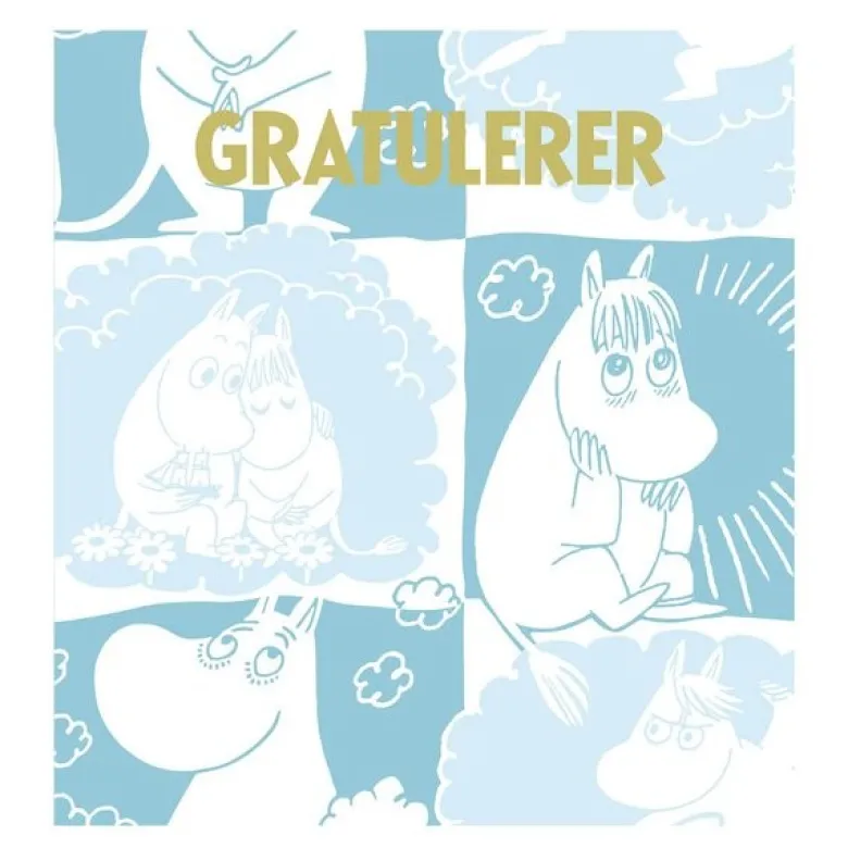 Mummi dobbeltkort 7,5x7,5 cm Gratulerer blå
