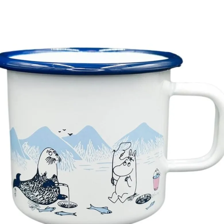 Mummi emaljekopp 37 cl vinterfiske hvit