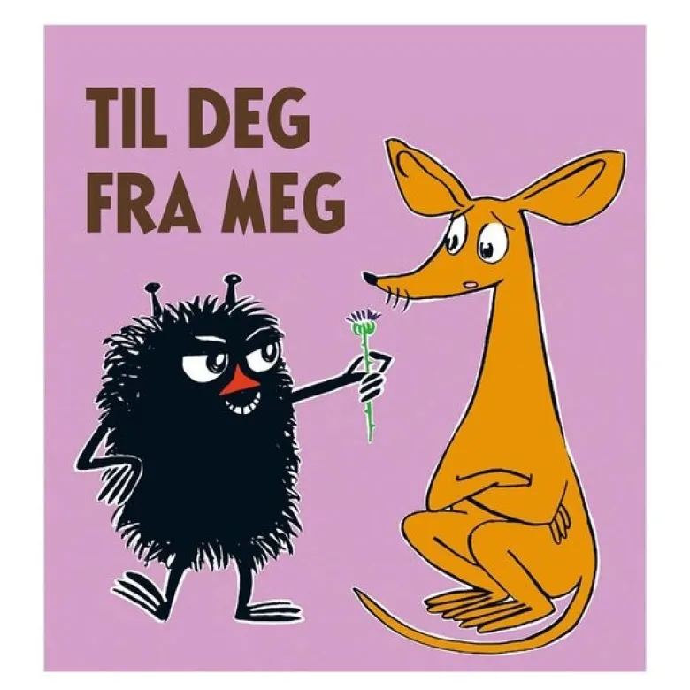 Mummi kort dobbelt 7,5x7,5 cm Til deg fra meg lilla
