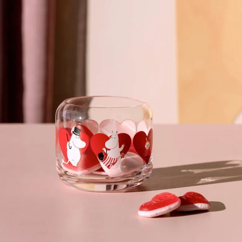 Mummi telysholder 8 cm hjerter rød