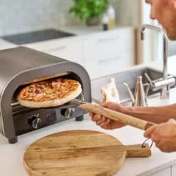 Napo pizzaspade 70x20 cm gun metal/natur