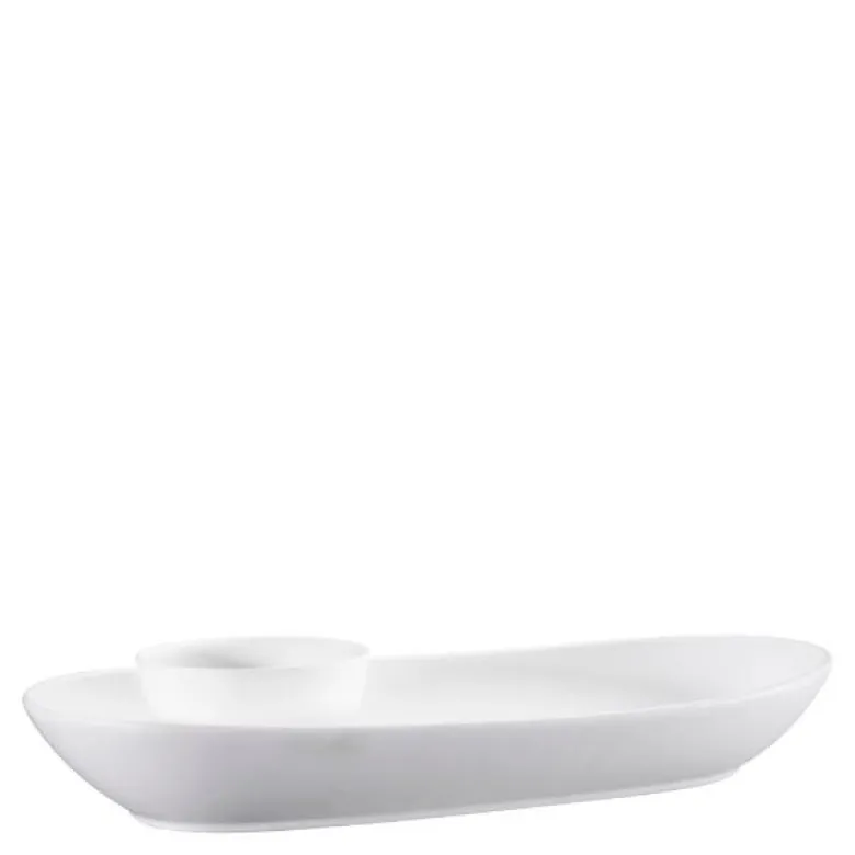 Nor tapasfat båt m/skål 7x12x44,5 cm hvit