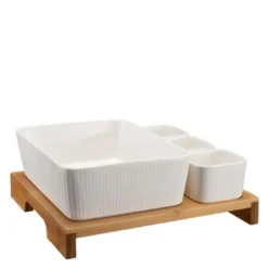 Nor tapassett 5 deler hvit/bambus