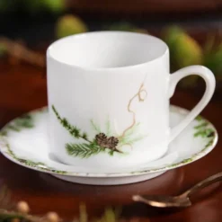 Nostalgi kaffeskål 20 cl hvit/grønn