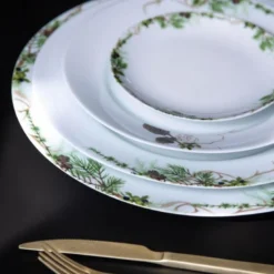 Nostalgi tallerken 22 cm hvit/grønn