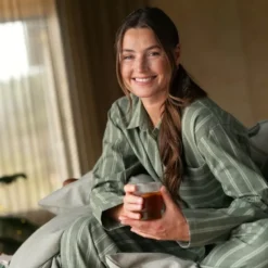 Nova flanell pyjamas dame str XL grønn