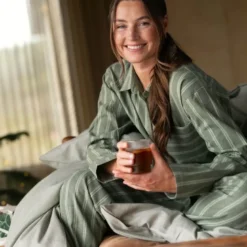 Nova flanell pyjamas dame str S grønn