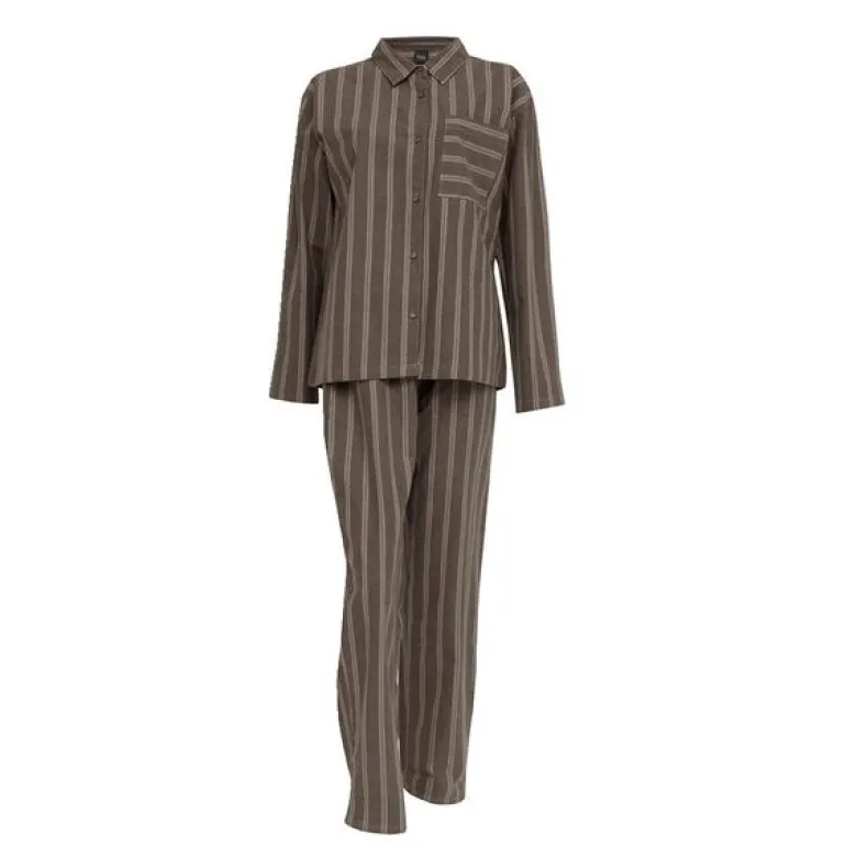 Nova flanell pyjamas dame str L sjokoladebrun