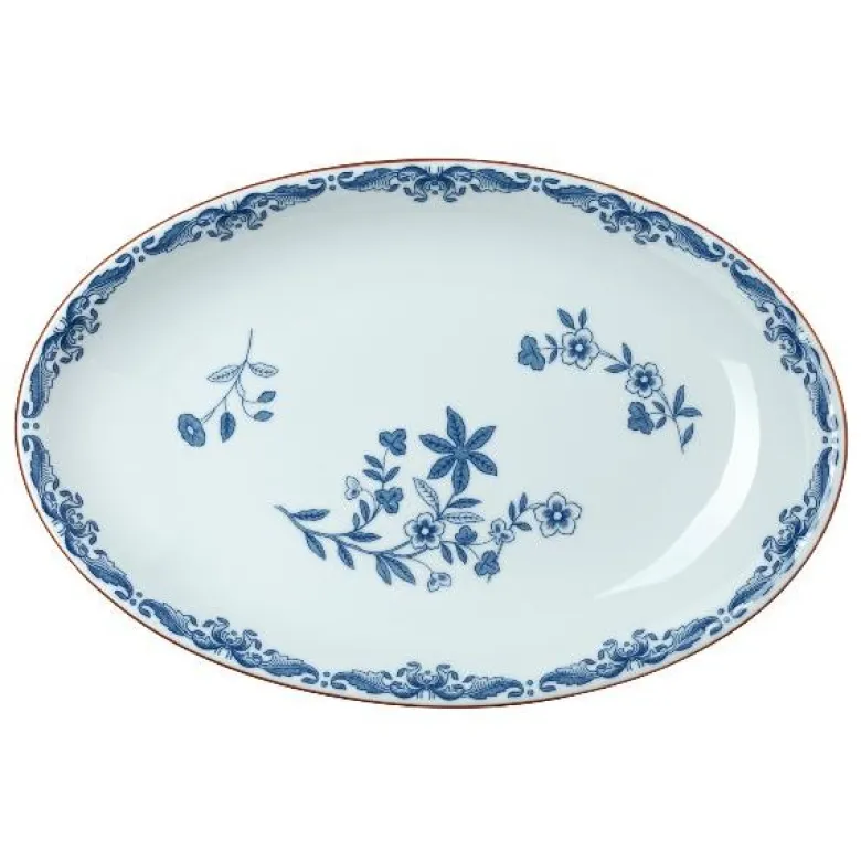 Ostindia ovalt serveringsfat 33x22 cm blå