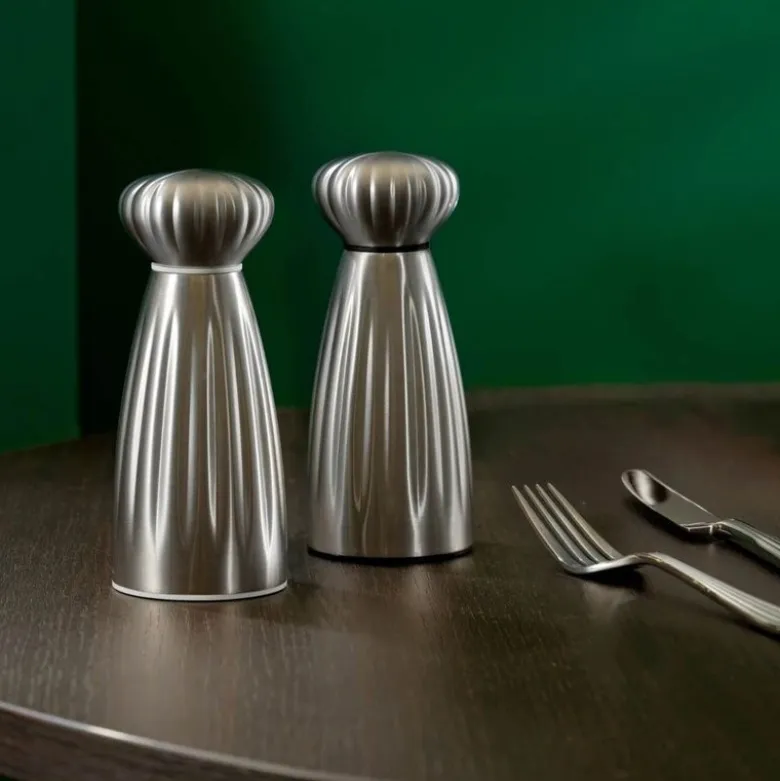 Palm Satin kverner og brett 3 deler rustfritt stål liten