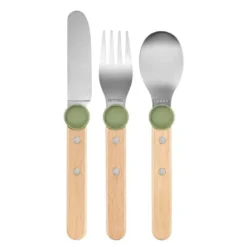 Petit Gourmet barnebestikk 3 deler olivengrønn