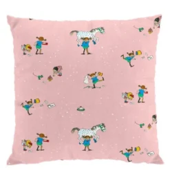 Pippi med vänner putetrekk 47x47 cm rosa