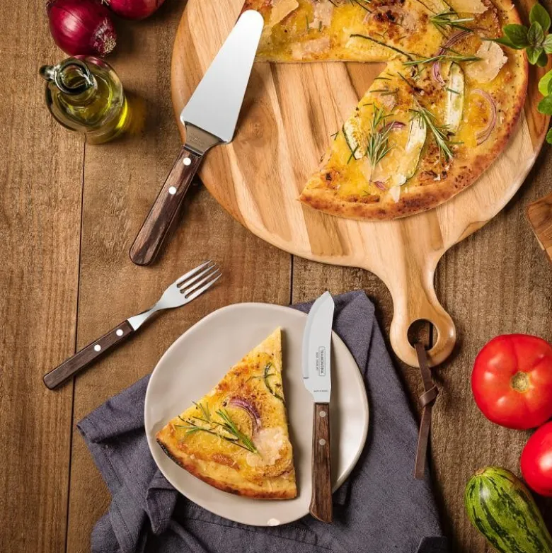 Polywood pizzasett 8 deler mørk brun