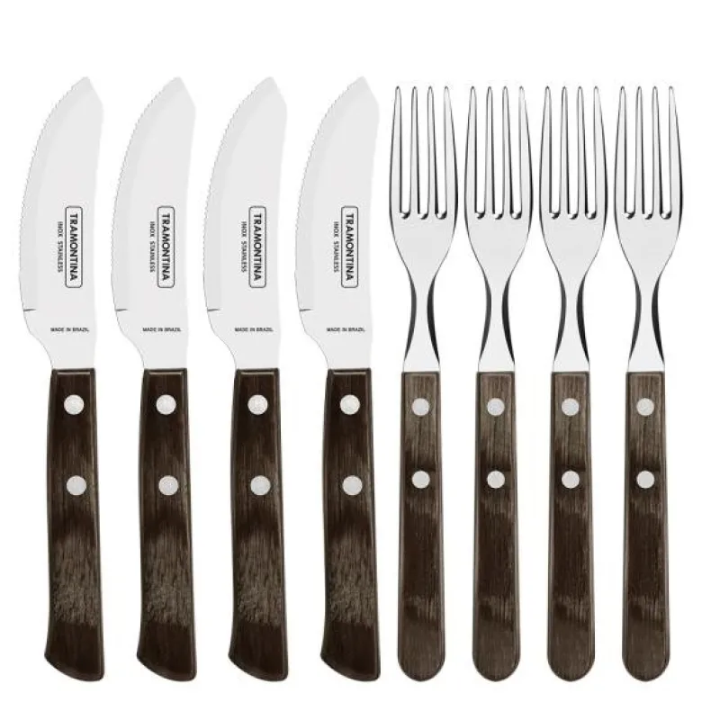 Polywood pizzasett 8 deler mørk brun