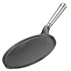Professional pannekakepanne med rustfritt stål håndtak 23 cm støpejern